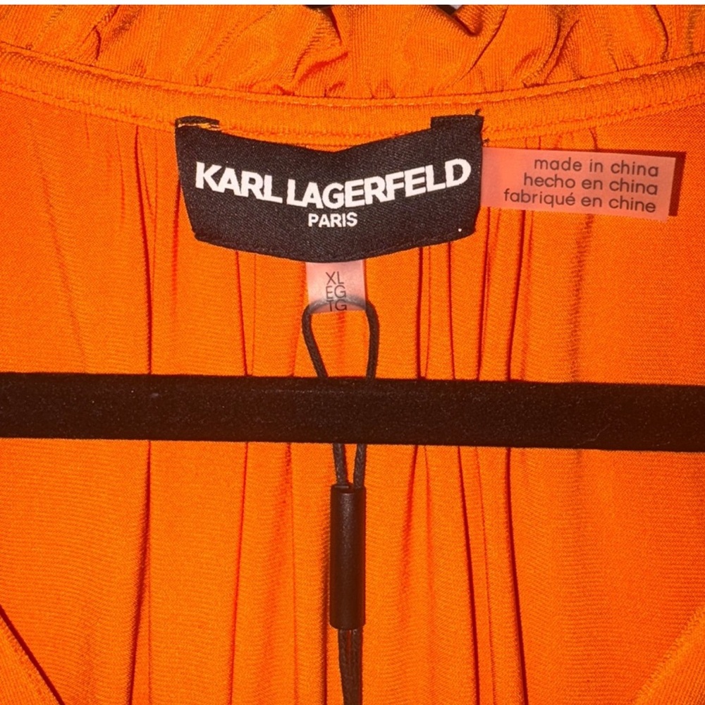 Karl Lagerfeld Paris Orange Sleeveless Tiered Maxi Dress Women’s XL NWT - Picture 4 of 6